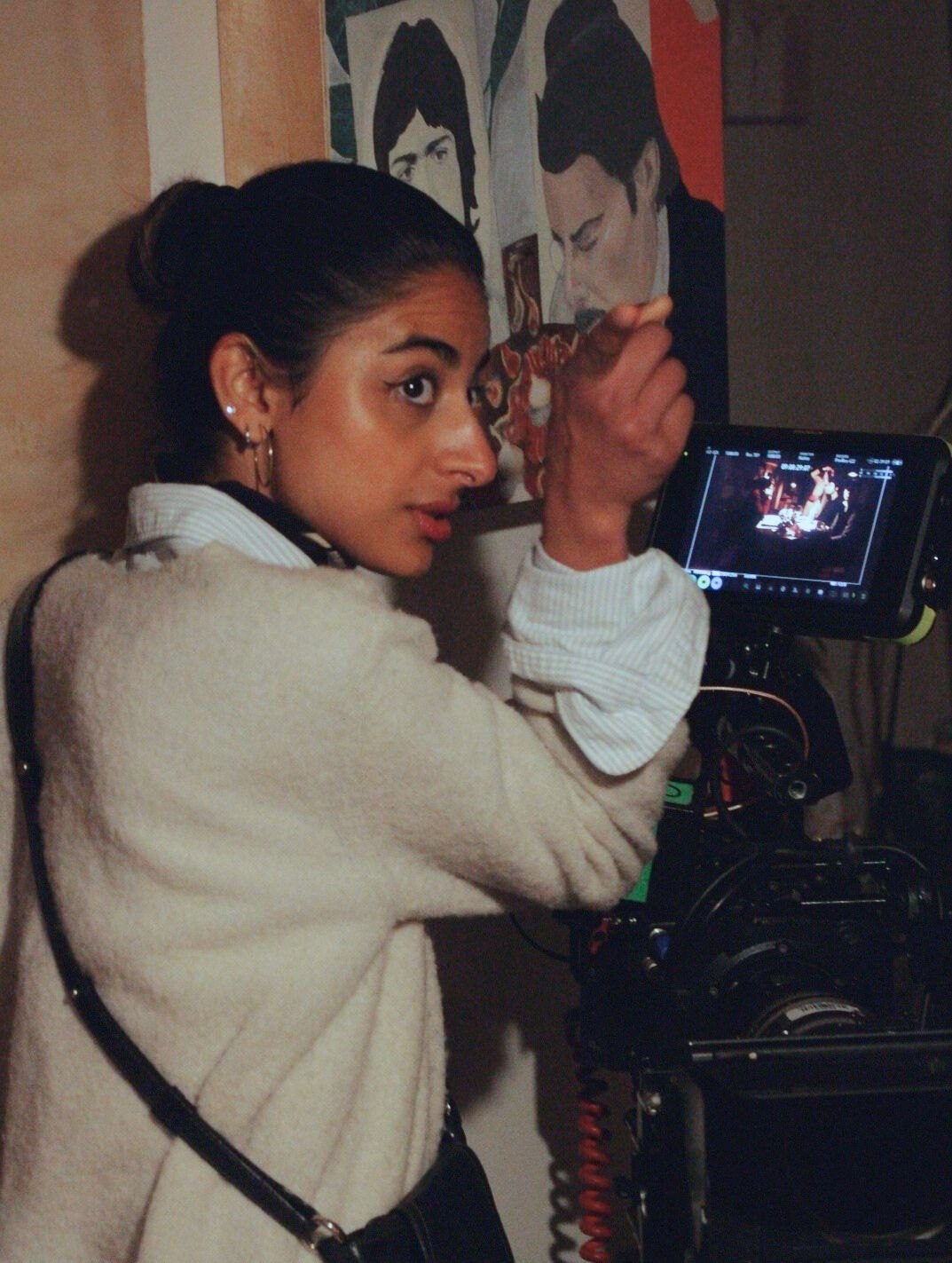 Katayoun Parmar on set